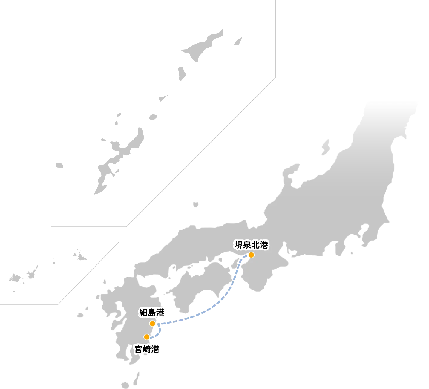 第一海運株式会社　宮崎営業所　宮崎港→細島(宮崎内)→堺泉北港(大阪)